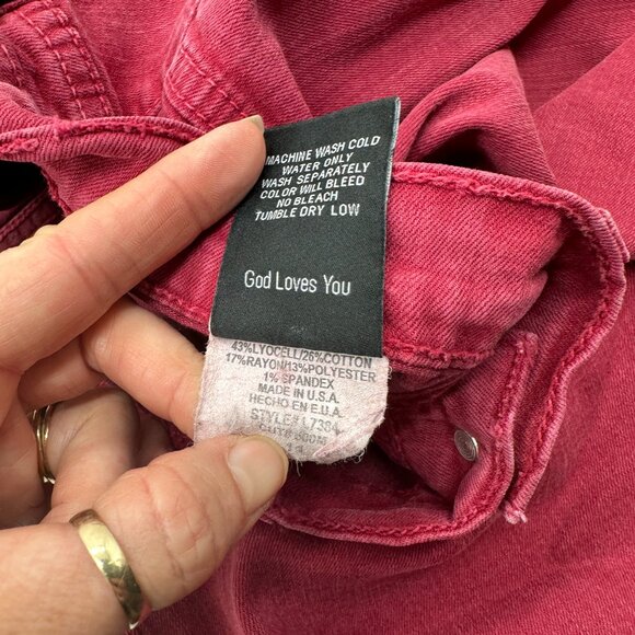 EUC Flying Monkey Womens Juniors Red Denim Jeans Stretchy Size 11 - Picture 5 of 5